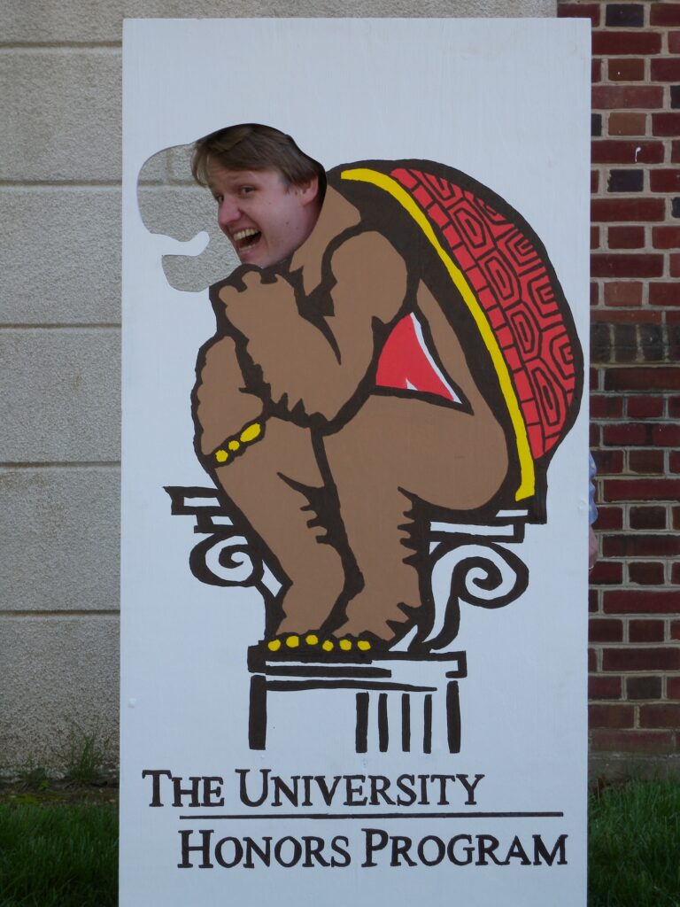 2009-04-24 Bill Dorland with Testudo cutout