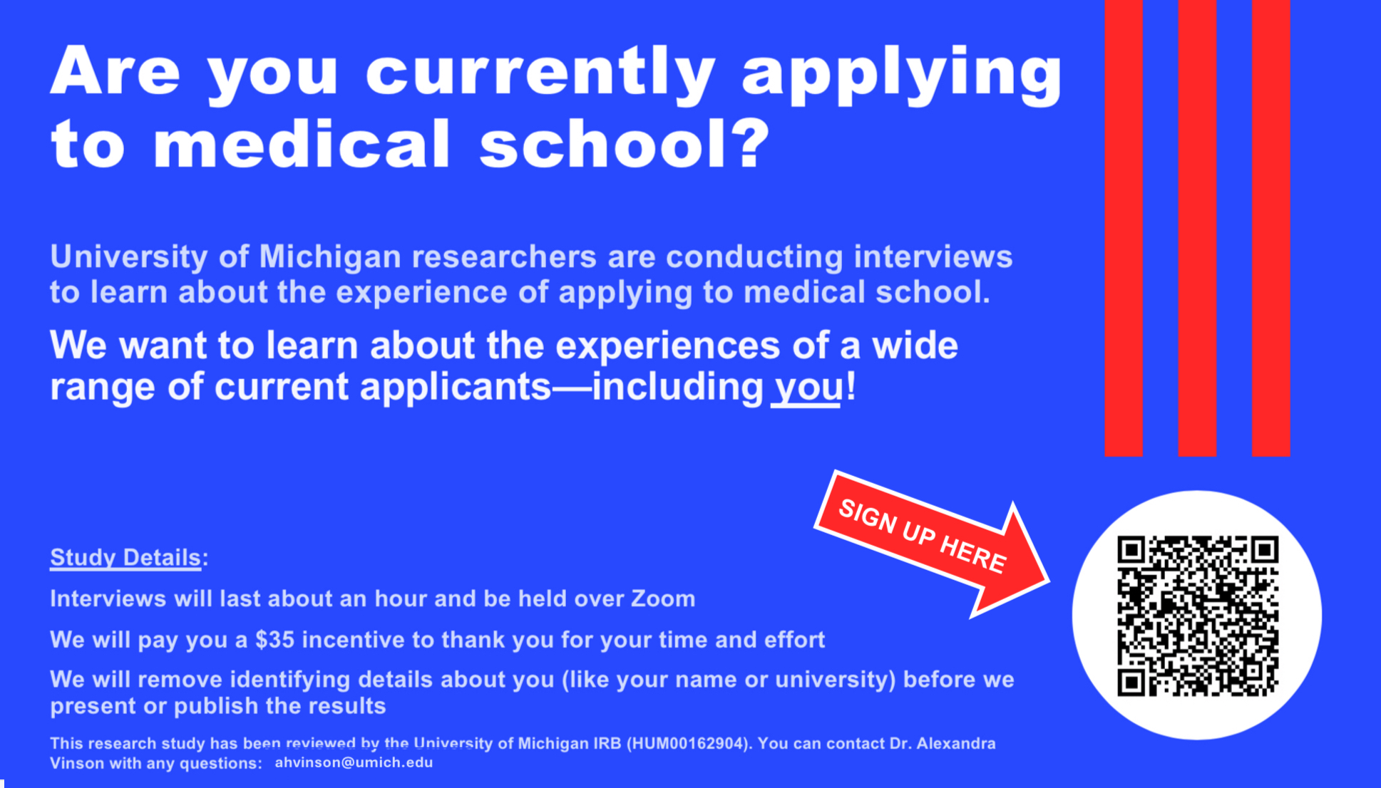 Participate in a research study about applying to medical school