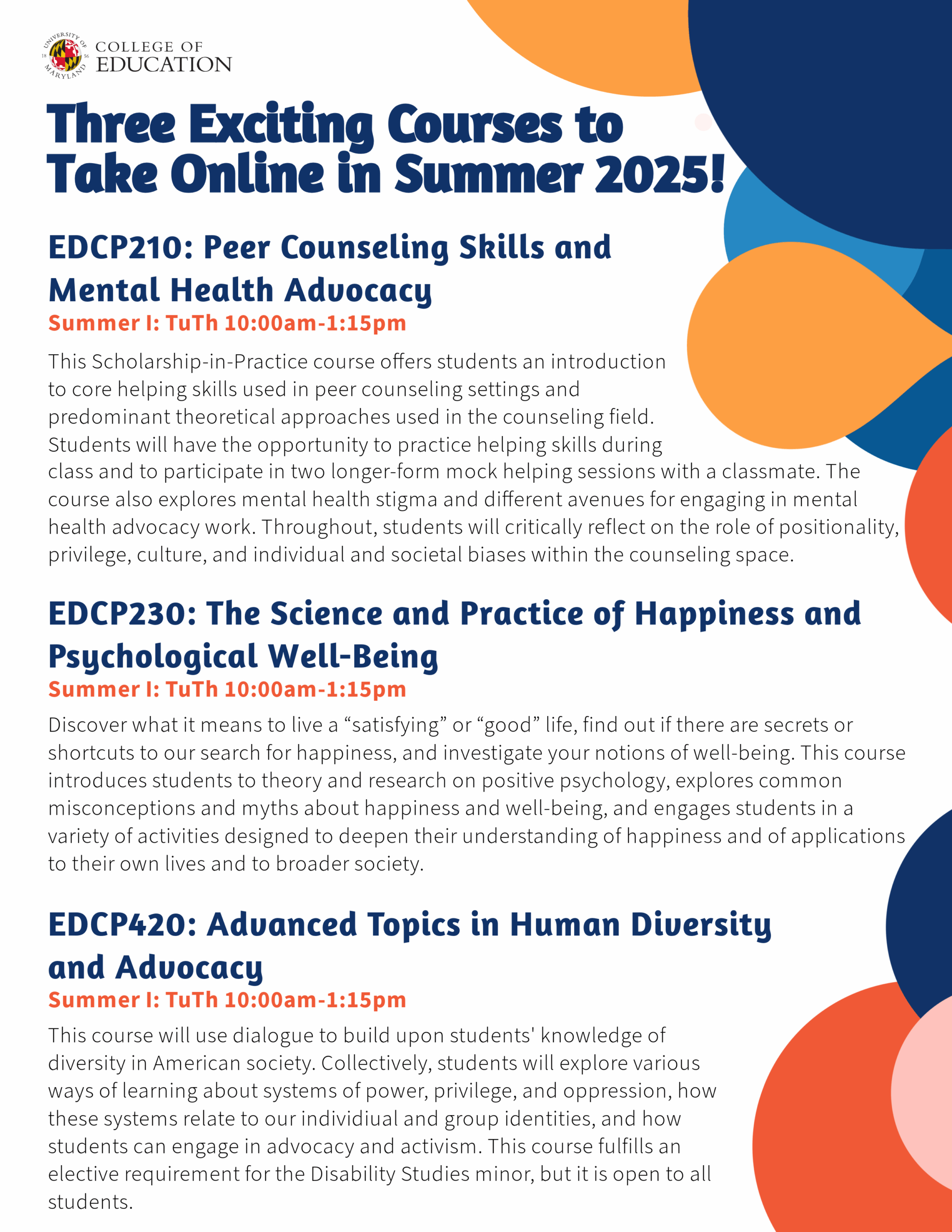 College of Ed 2025 Summer Course Recruitment