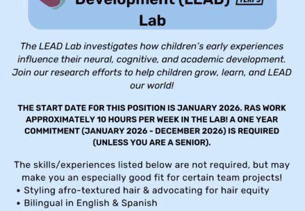 LEAD Lab Fall '25 RA Hiring Flyer