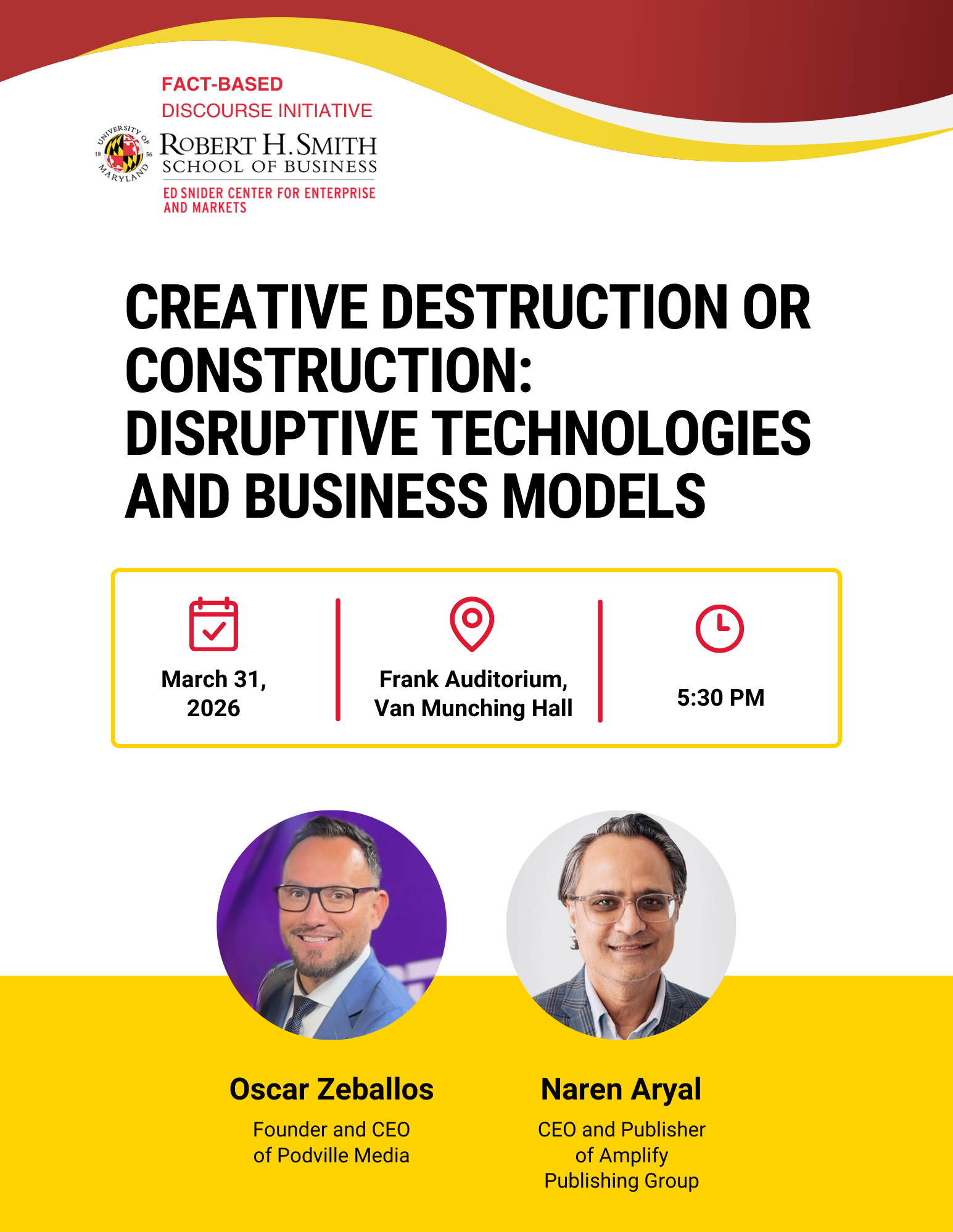 Ed Snider Center March 31 Event Flyer