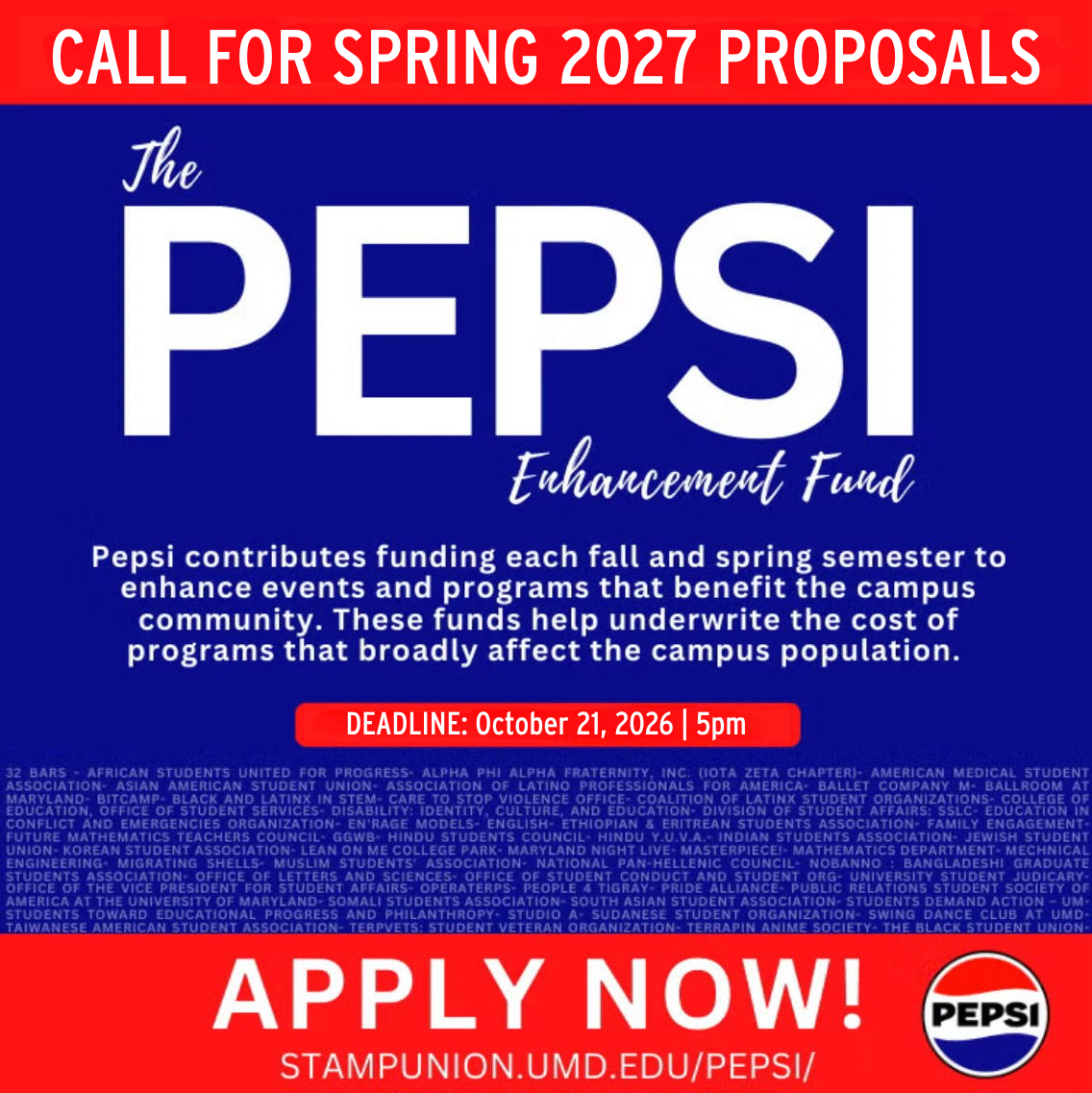 Apply for the Pepsi Enhancement Fund